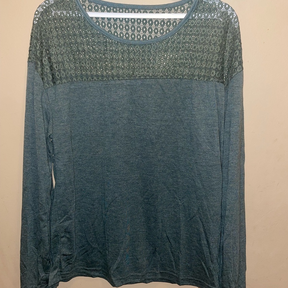 Women's Teal Lace Detail Top